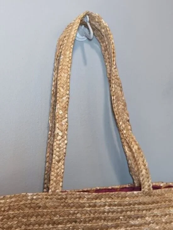 FAF INC. Natural Straw Tote Beach Travel Picnic Shopper Bag Pink Flamingo - Picture 2 of 14